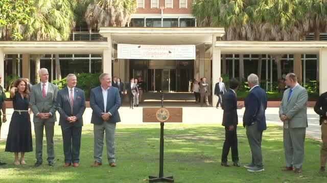 Governor DeSantis Makes Remarks at the Encampment-Free University of Florida